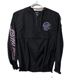 Santa Cruz Windbreaker Jacket 1/4 Zip - Logo Hooded Skateboard Streetwear Sz M